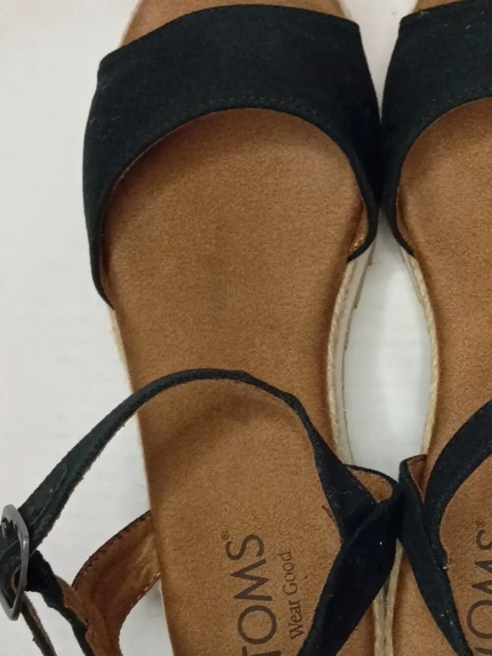 TOMS Naia Black Espadrille Platform Sandals Women's Size 7